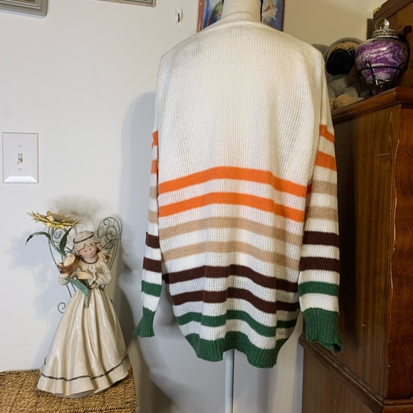 Suzanne Betro Orange Green Brown Sweater - Picture 4 of 9